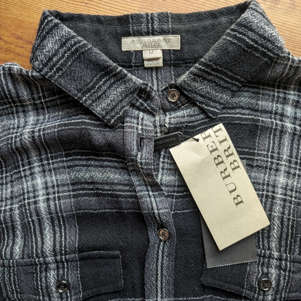 Burberry Brit Plaid Long Sleeve Button Down Blouse